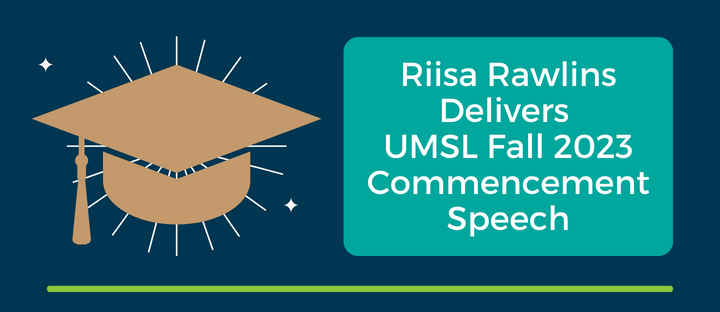 Riisa Rawlins, interim RHC CEO, delivers UMSL fall 2023 commencement speech